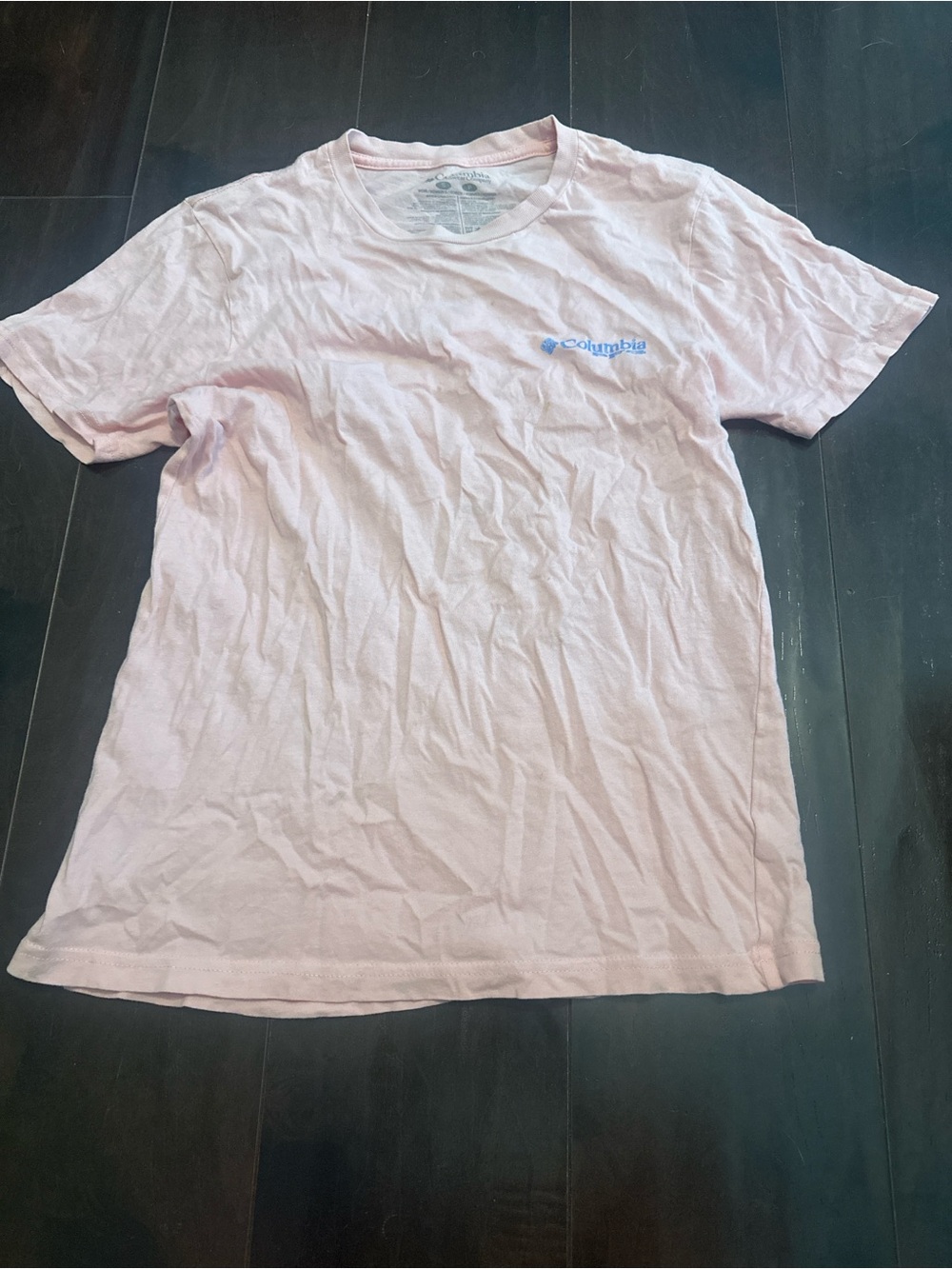 Columbia Men’s Short Sleeve Tee in Pale Pink with Blue Logo